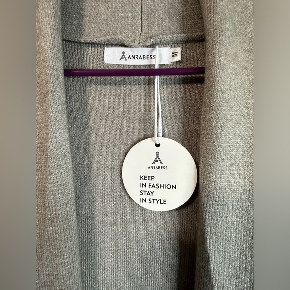 ANRABESS Women’s 2023 Cozy Soft Gray Long Cardigan Sweater - Picture 4 of 11